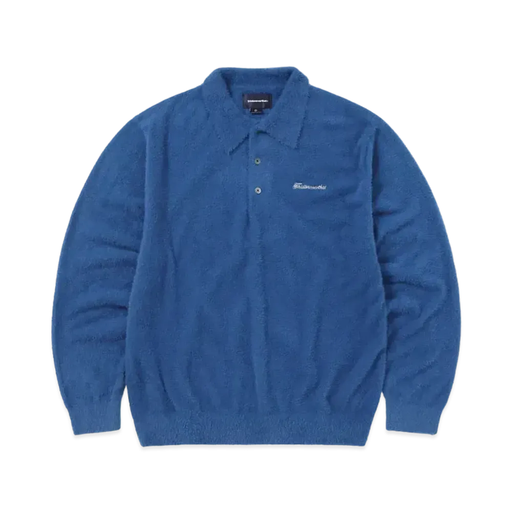 thisisneverthat Script Shaggy Knit Polo "Blue"