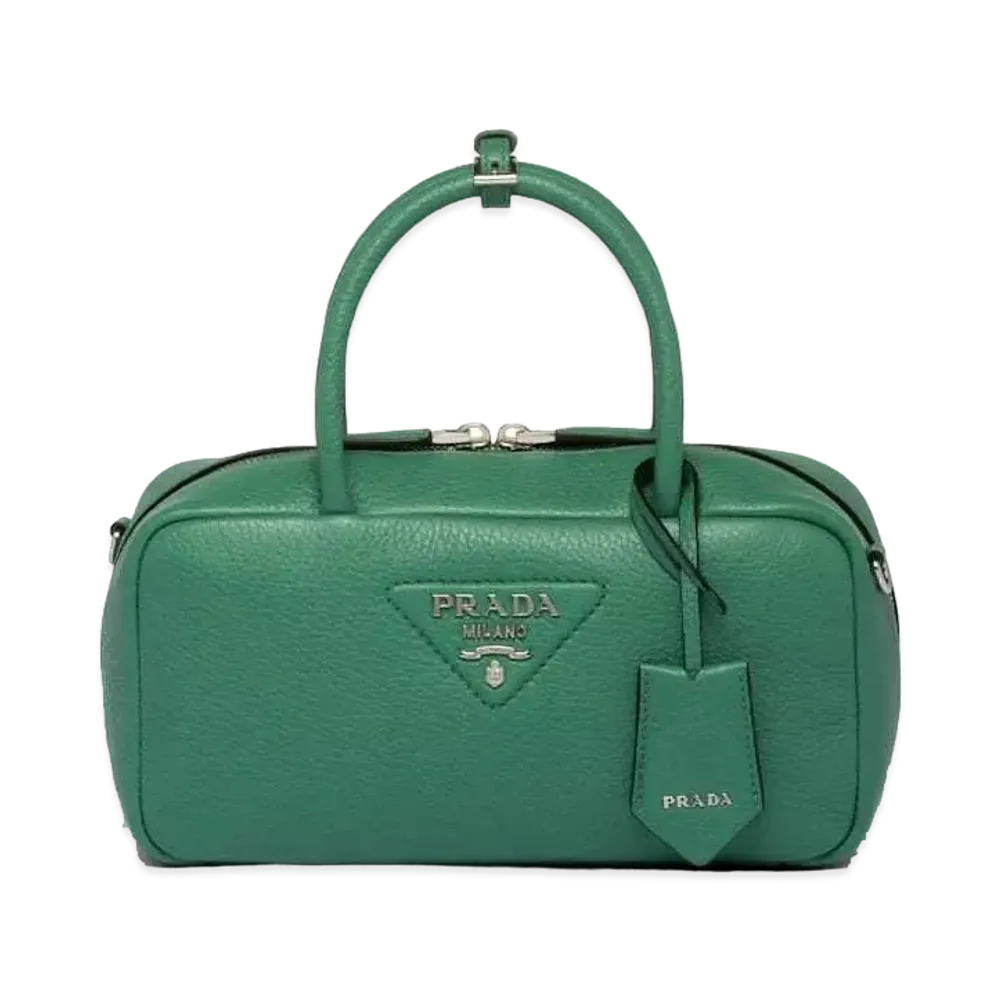 PRADA Leather Top Handle Bag "Yellow Green"