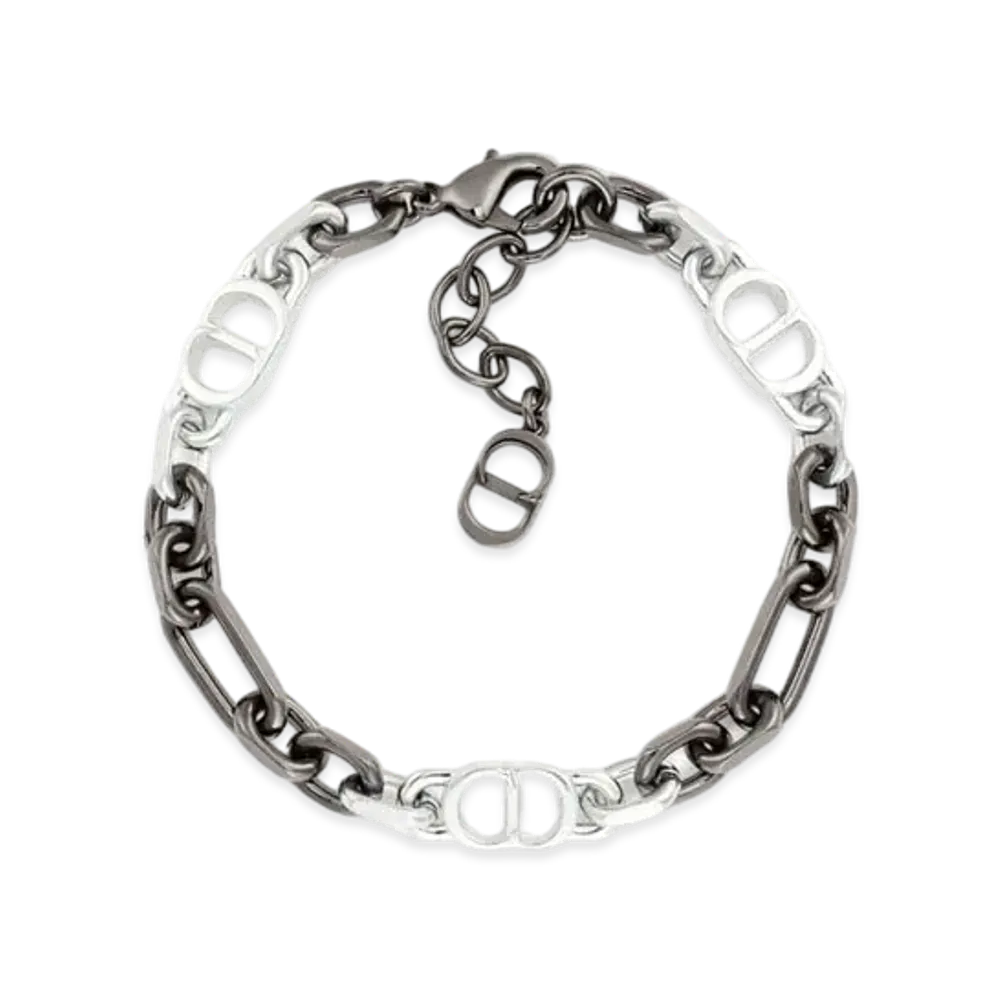 Dior CD Icon Chain Link Bracelet Ruthenium Brass "Silver"