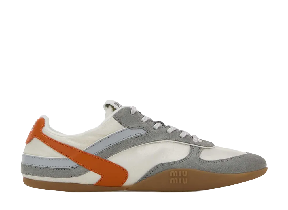 MIU MIU Women's Gymnasium Technical Fabric and Suede Sneakers "White"