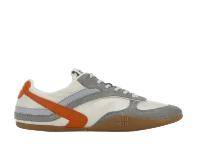 MIU MIU Women's Gymnasium Technical Fabric and Suede Sneakers "White"