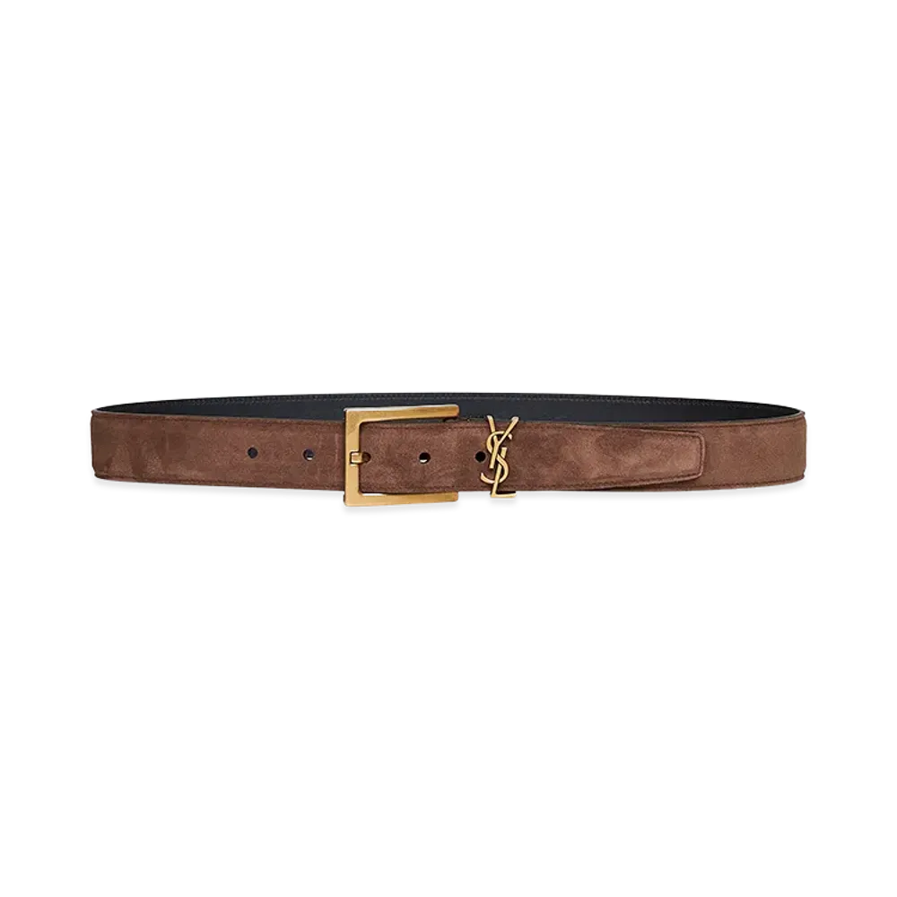Saint Laurent Women's Suede Belt "Brown"