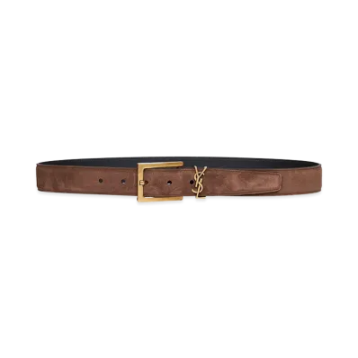 Saint Laurent Women's Suede Belt "Brown"