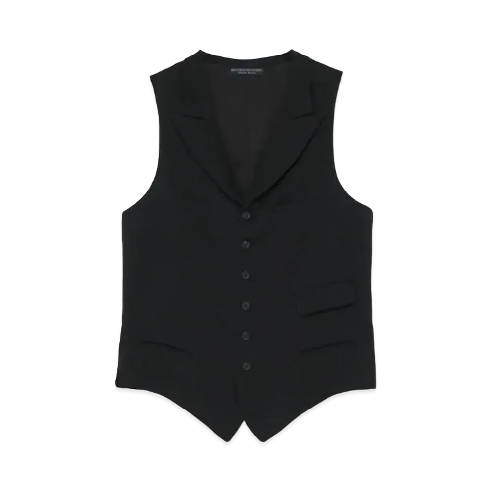Yohji Yamamoto Pour Homme REGULATION W/GABARDINE PEAKED LAPEL VEST "Black"
