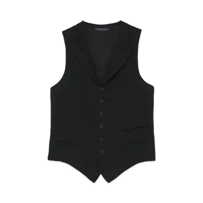 Yohji Yamamoto Pour Homme REGULATION W/GABARDINE PEAKED LAPEL VEST "Black"