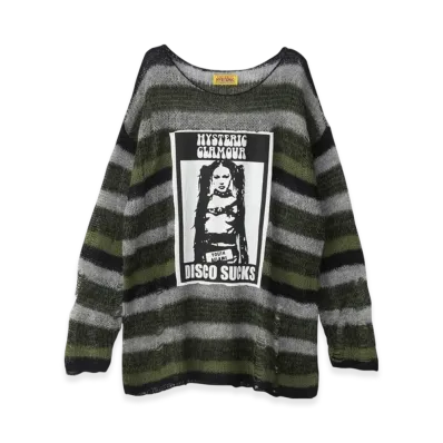HYSTERIC GLAMOUR Disco Sucks Crash Oversized Sweater "Green"