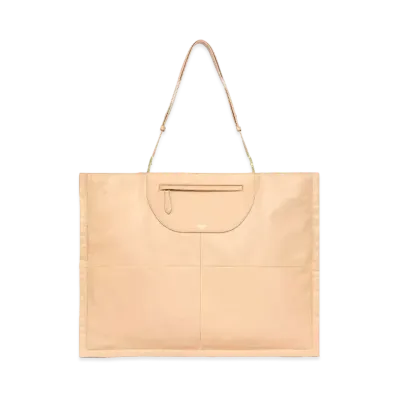Burberry Medium Leatherlambskin Olympia Scarf Tote "Cool Beige"