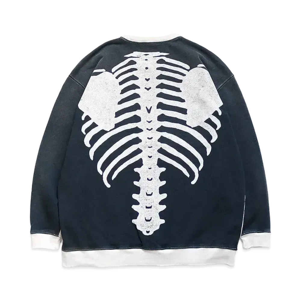 KAPITAL BACK HAIR 2 TONE REMAKE BIG SWEAT (BOUND PT) "Quinity Black"