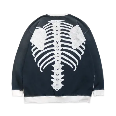 KAPITAL BACK HAIR 2 TONE REMAKE BIG SWEAT (BOUND PT) "Quinity Black"