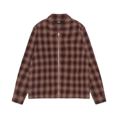 Stussy Zip Shirt Twisted Yarn Plaid "Brown"