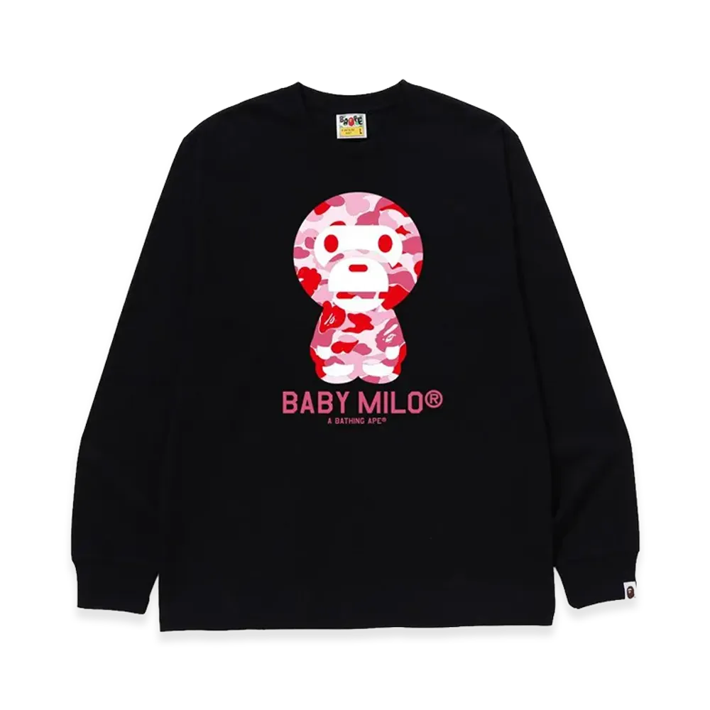 A BATHING APE ABC Camo Baby Milo LS Tee "Black/Pink"