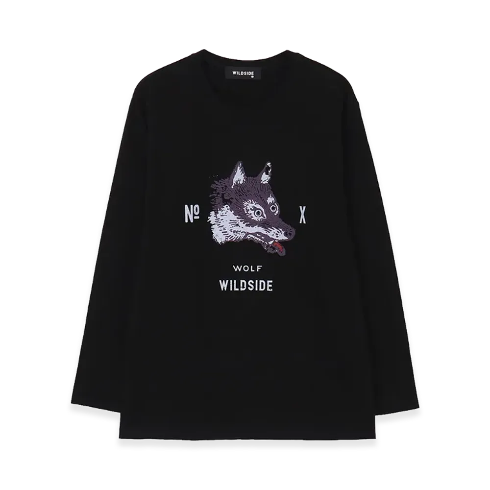WILDSIDE YOHJI YAMAMOTO Wolf Print Long Sleeve T-shirt "Black"