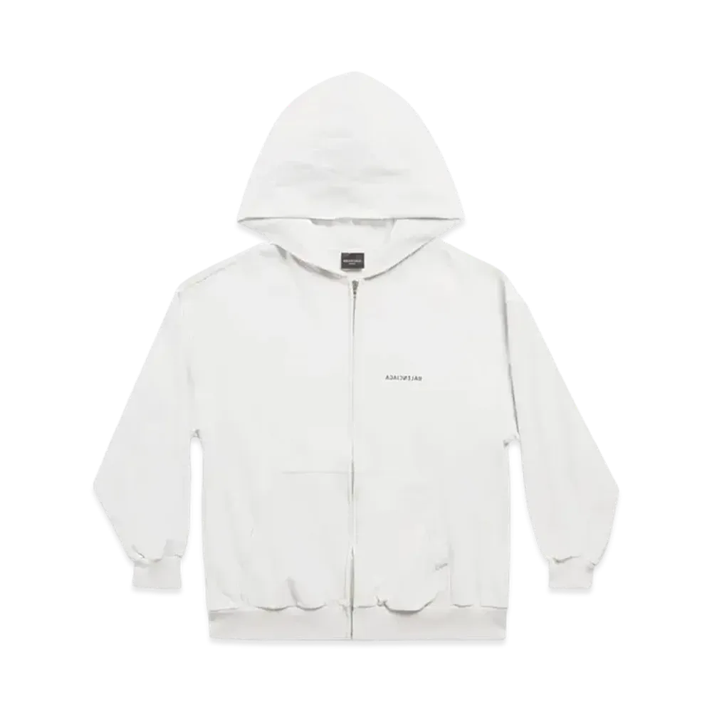 BALENCIAGA Women's Mirror Zip Up Hoodie Small Fit "Light Beige"