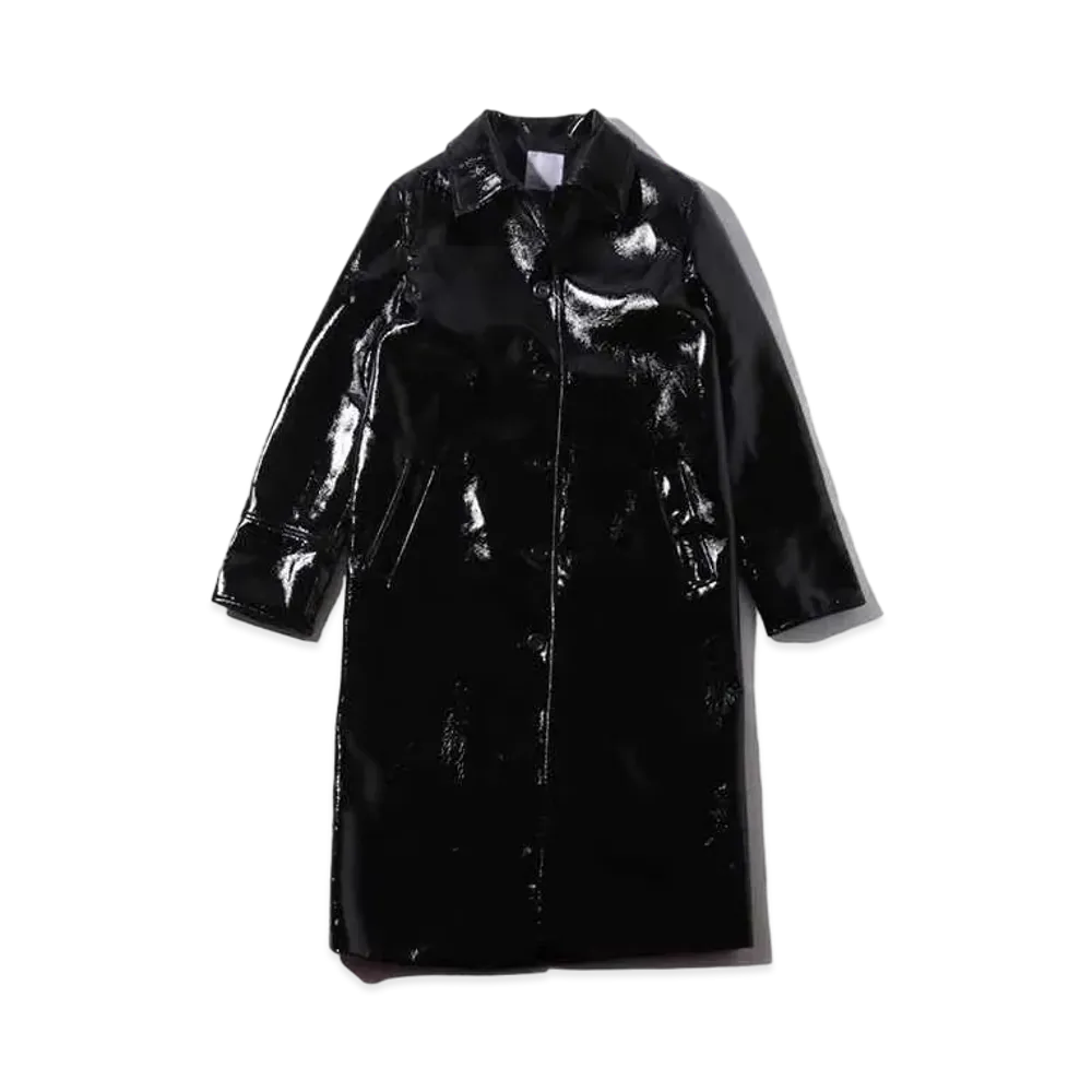 atmos pink Faux Leather Coat "Black"