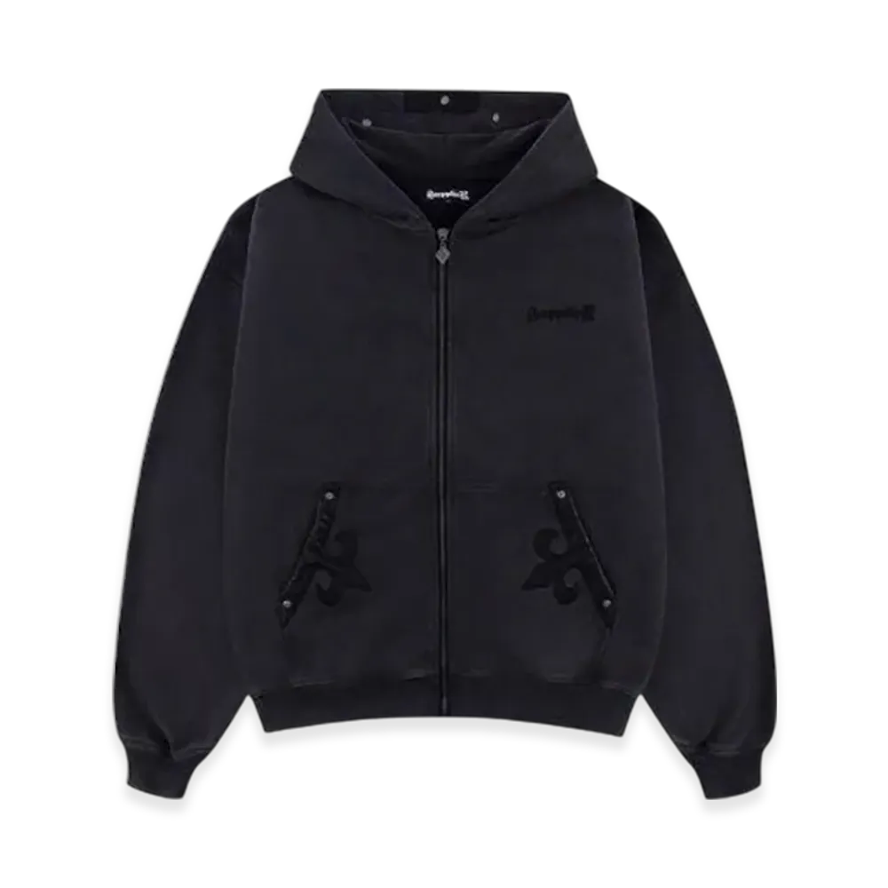 SUPPLIER Fleur Leather Patch Zip Hoodie "Black"