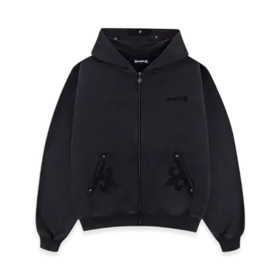 SUPPLIER Fleur Leather Patch Zip Hoodie "Black"