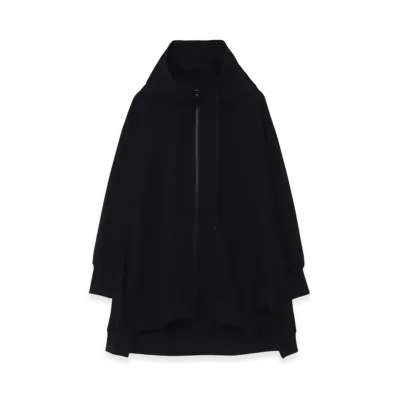 Yohji Yamamoto Pe Jersey Twill Unbalanced Hoodie B "Black"