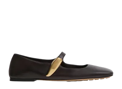 Bottega Veneta Women's Charlotte Mary Jane Ballerinas "Espresso"