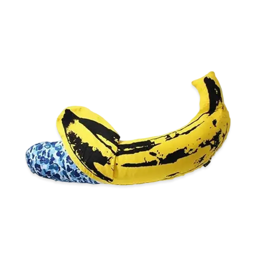 A BATHING APE / MEDICOM TOY / ANDY WARHOL ABC CAMO BANANA CUSHION S "Blue"