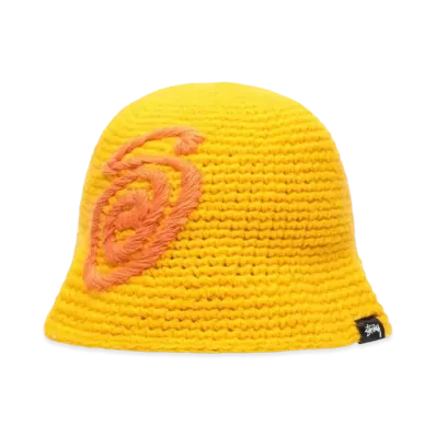 Stussy Bucket Hat Swirly S Knit "Yellow"