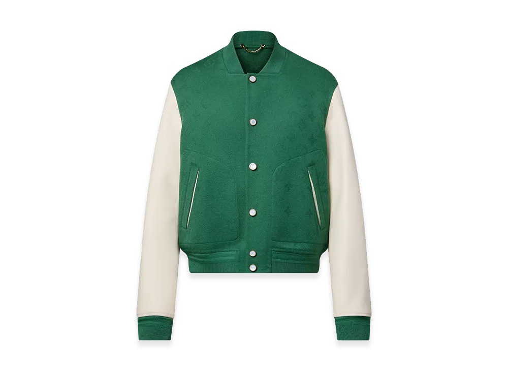 Louis Vuitton Leather Mix Monoglam Varsity Jacket "Green"