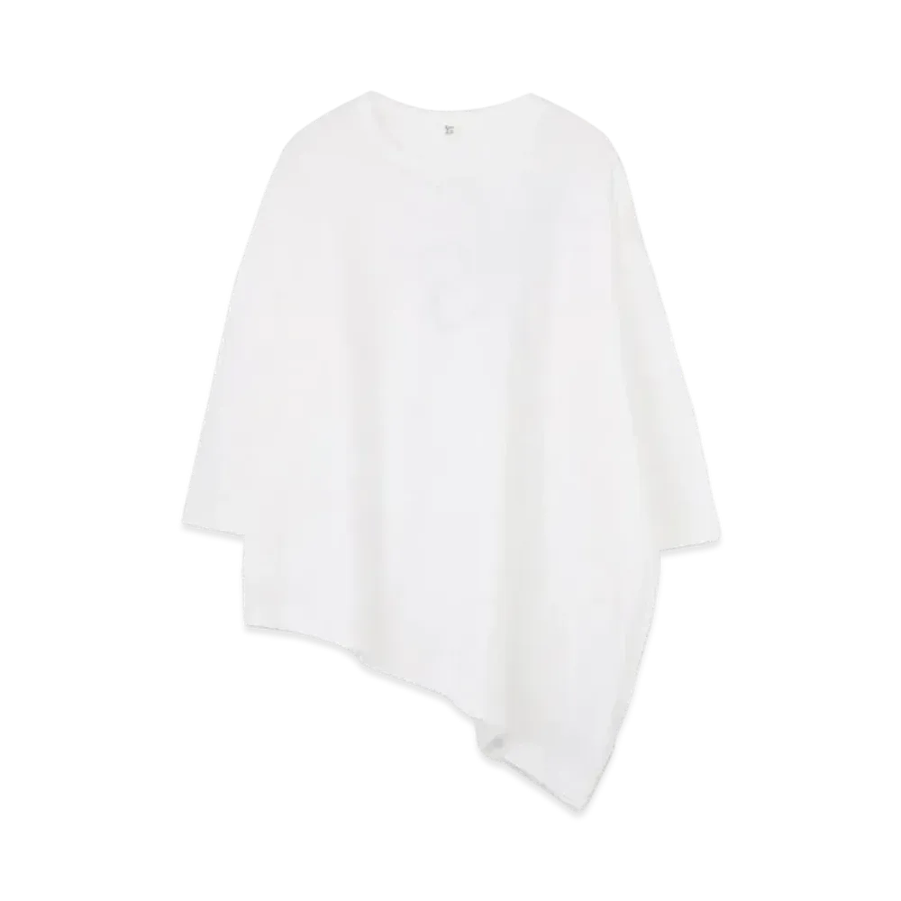 Yohji Yamamoto Y's EMBROIDERY FIRE PRINT SIDE DRAPE T "White"