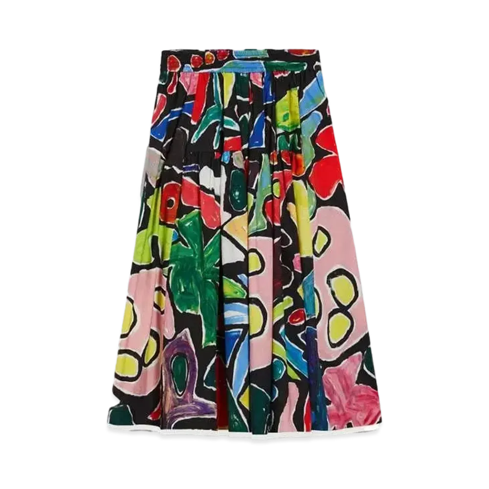 Max Mara Ossido Cotton Poplin Print Skirt "Multicolor"