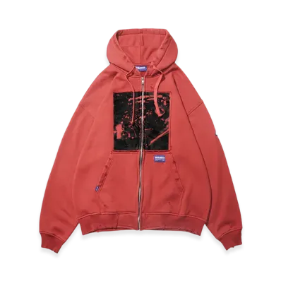 Deva States Zip Up Hoodie "Red"
