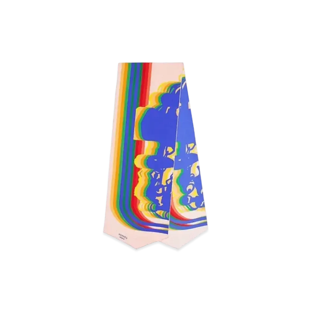 Hermes Brides de GalaShadow Silk Muffler "Rose Poudre/Bleu Royal/Vert"