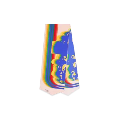 Hermes Brides de GalaShadow Silk Muffler "Rose Poudre/Bleu Royal/Vert"