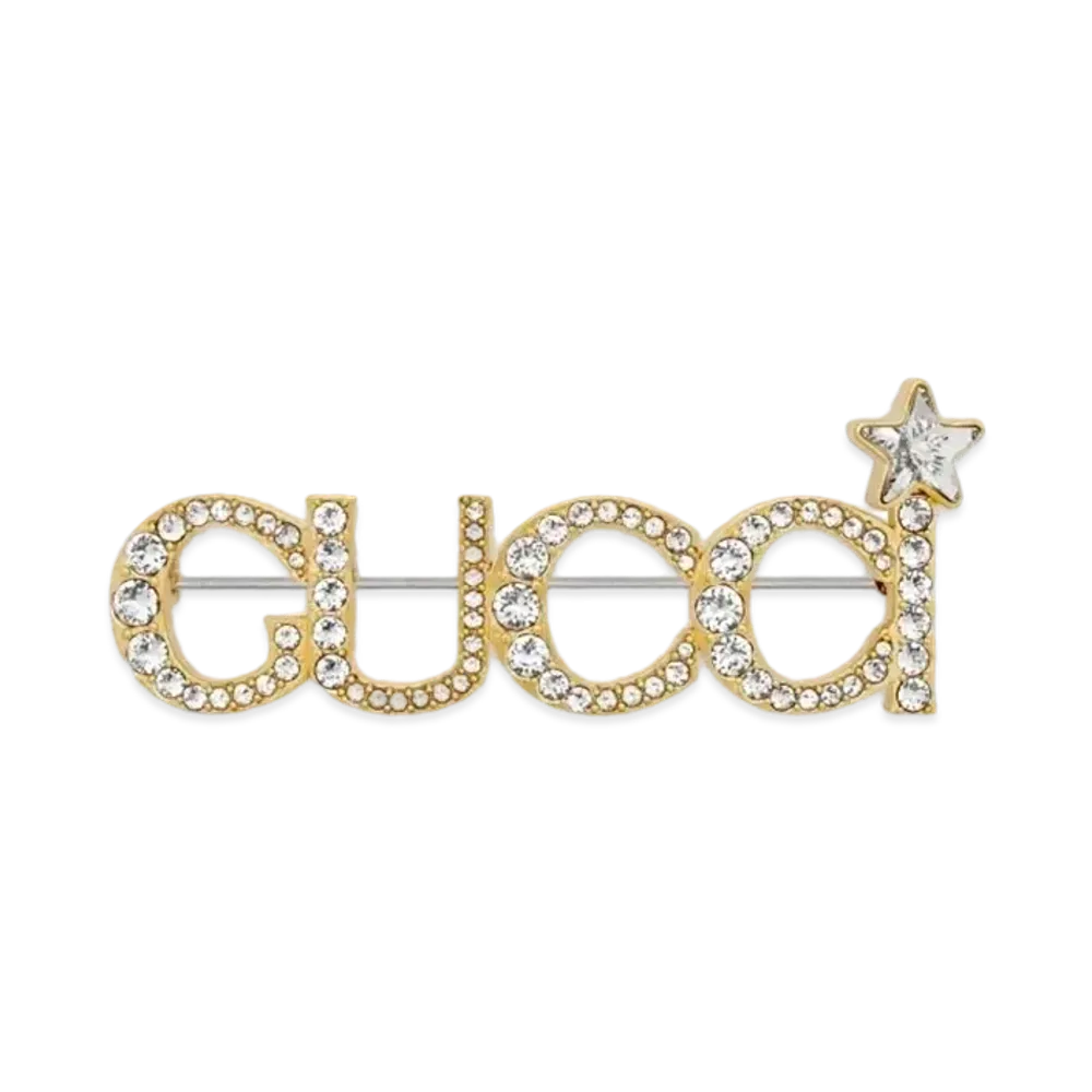 GUCCI Crystal GUCCI Brooch "Gold"