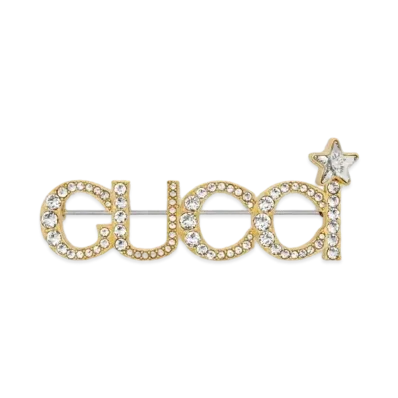 GUCCI Crystal GUCCI Brooch "Gold"