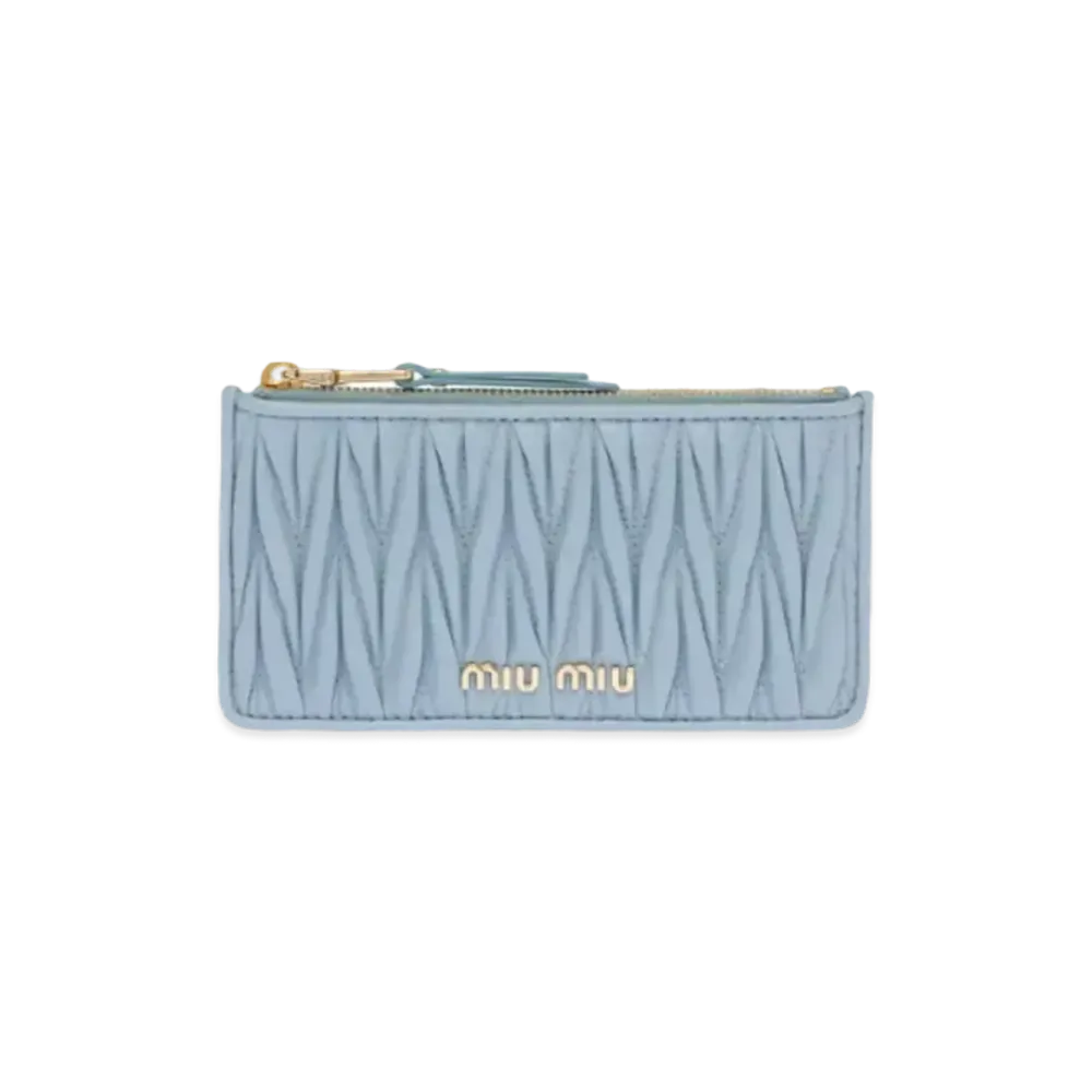MIU MIU Materasse Leather Card Case "Sky Blue"