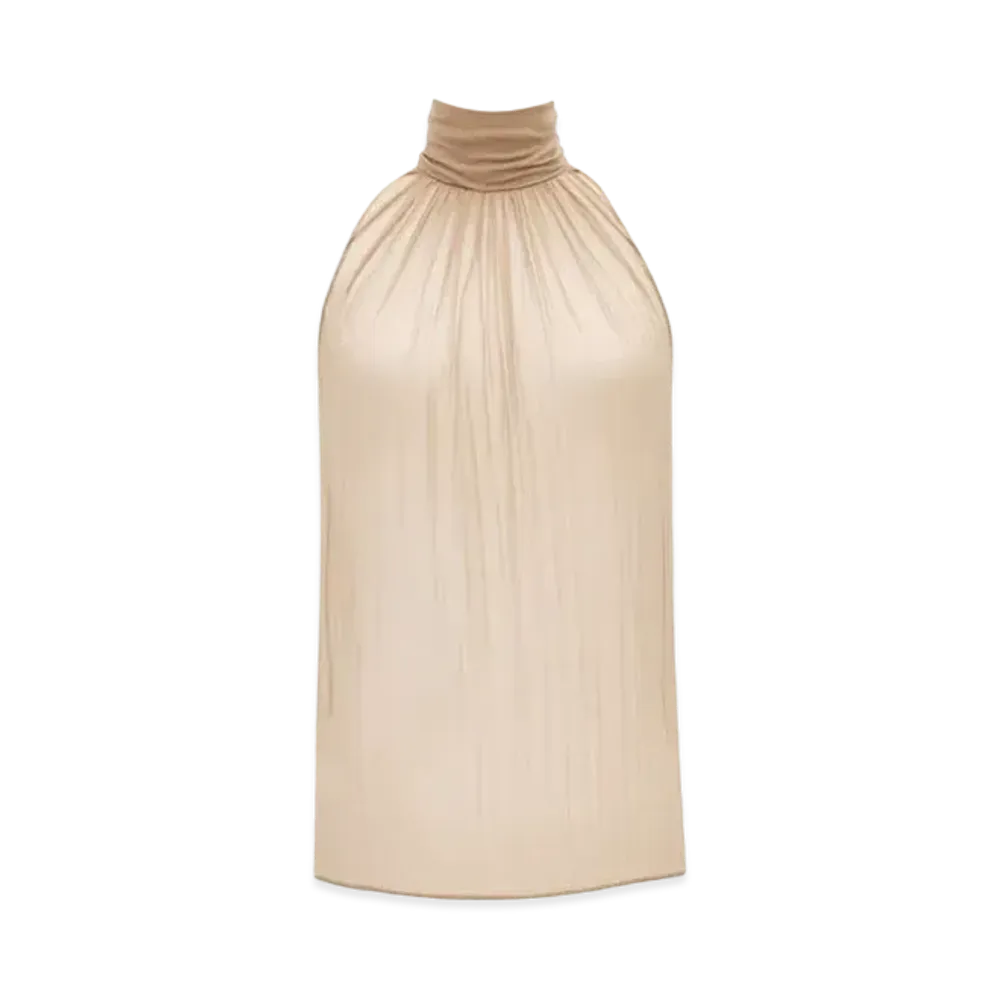 Saint Laurent Women's Blouse in Silk Muslin "Beige"