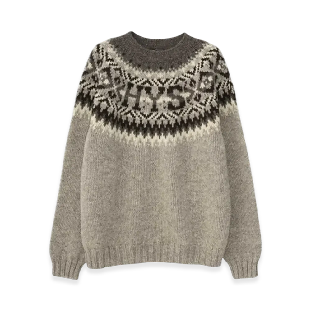 HYSTERIC GLAMOUR x Harley of Scotland HYS Logo Jacquard Nordic Sweater "Blue"