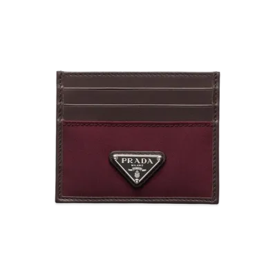 PRADA Speed Lock Re-Nylon Leather Card Case "Burgundy"