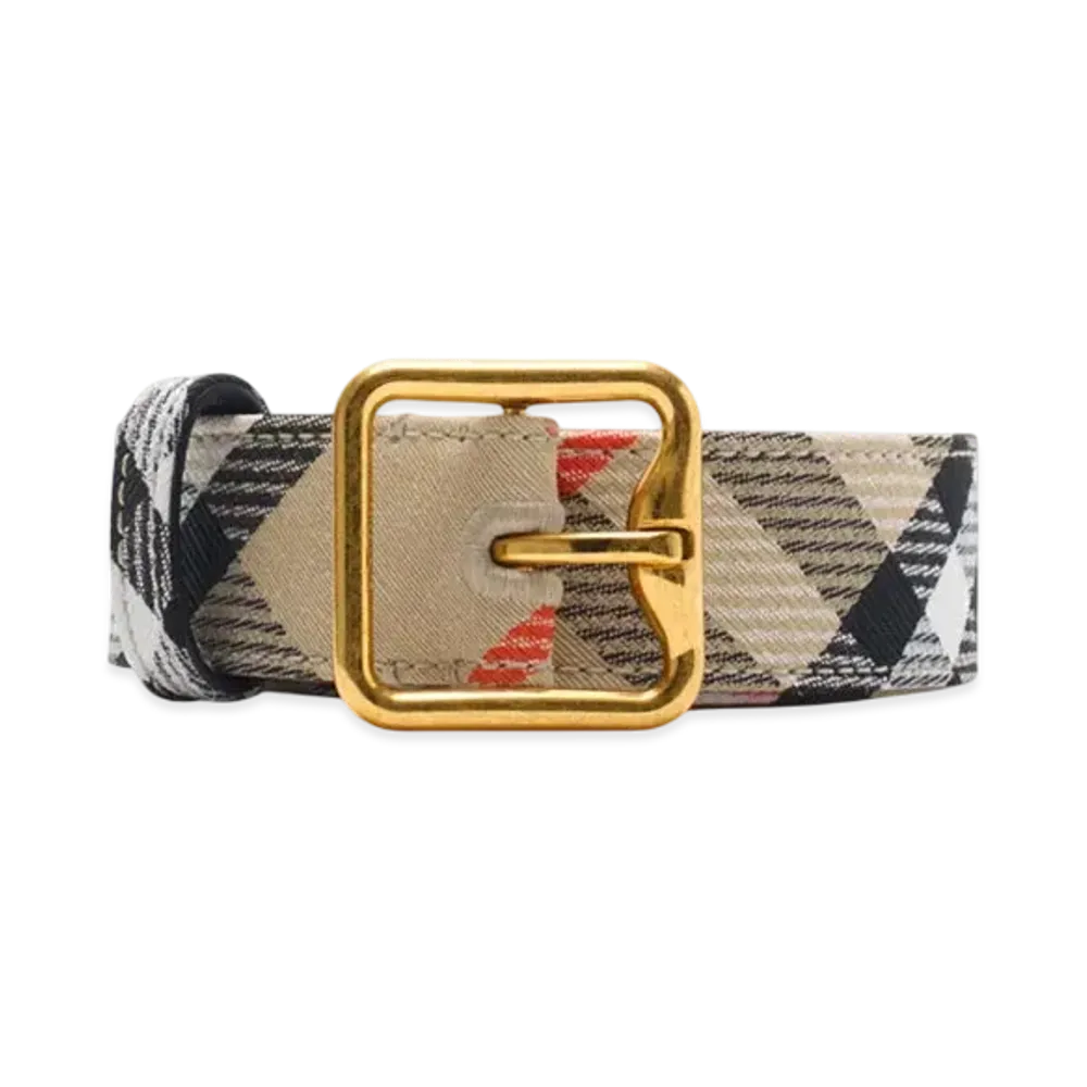 Burberry Check B Buckle Belt "Sand"