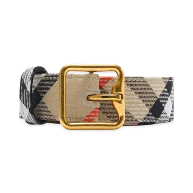 Burberry Check B Buckle Belt "Sand"