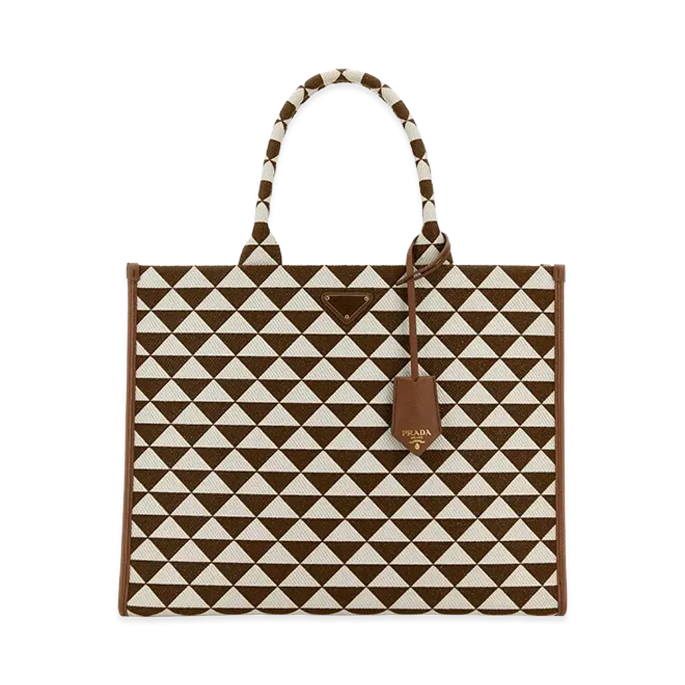 PRADA Women's Embroidefabric Large Symbole Shopping Bag "Printed"