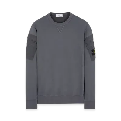 Stone Island 60577 Brushed Cotton Fleece Garment Dyed Double Pocket Crewneck Sweatshirt - 23FW "Lead"