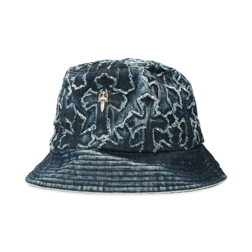 Chrome Hearts Denim Cross Patch Bucket Hat "Indigo"