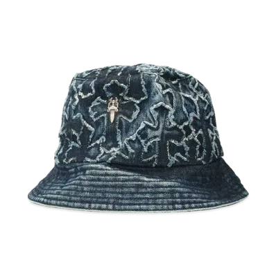 Chrome Hearts Denim Cross Patch Bucket Hat "Indigo"