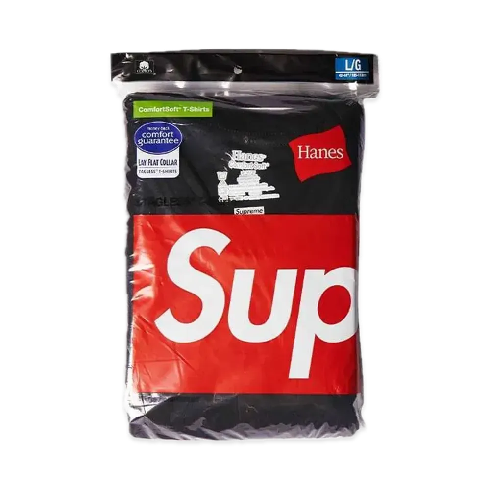 Supreme x Hanes Tagless Tees (3 Pack) "Black"