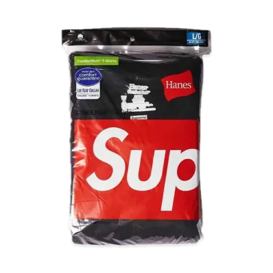 Supreme x Hanes Tagless Tees (3 Pack) "Black"