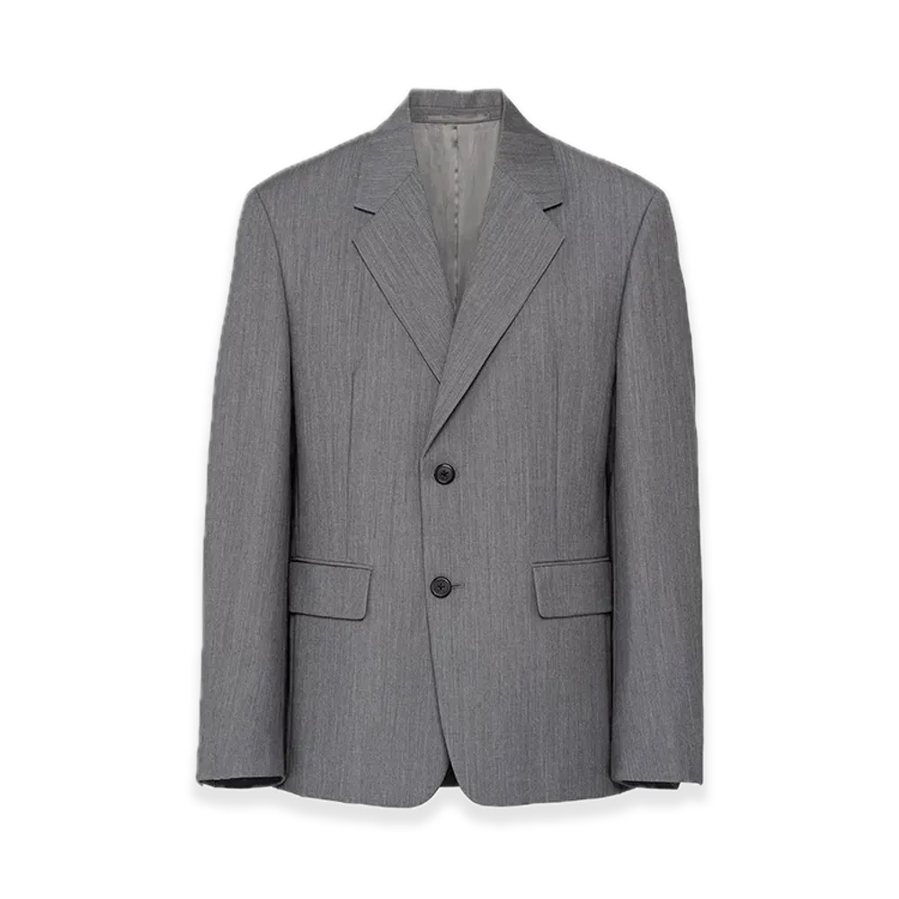PRADA Single-Breasted Mohair Wool Jacket "Gray"
