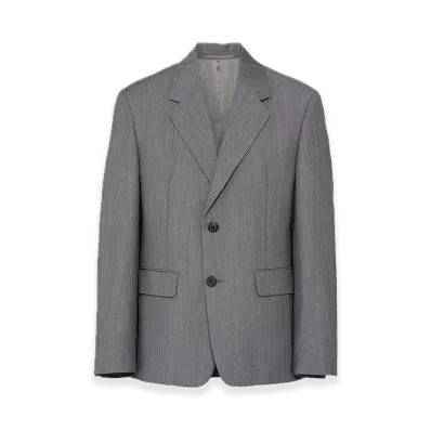 PRADA Single-Breasted Mohair Wool Jacket "Gray"