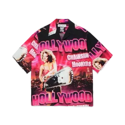 WACKO MARIA Hollywood Chainsaw Hookers / Hawaiian Shirt #1 "Pink"