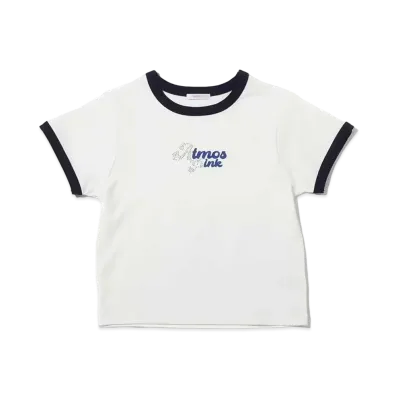 atmos pink Rhinestone Ringer T "White"