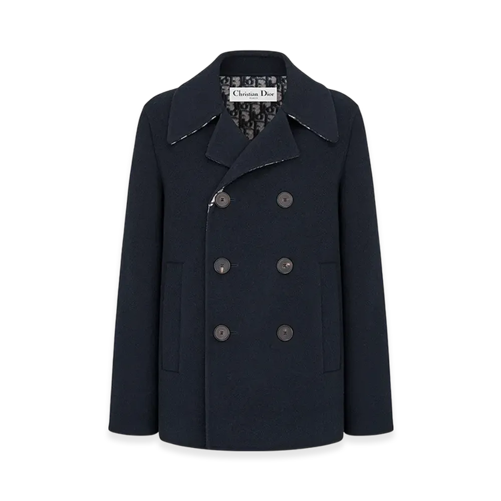 Dior Women's Peacoat Double Sided Wool Oblique Interior "Navy Blue"