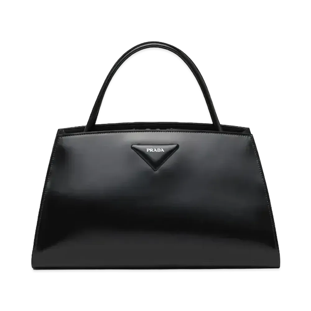 PRADA Brushed Leather Handbag "Black"